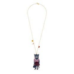 N2X Nathalie Lete Cat Wear Polka Dot Top W/Resin Flowers Necklace | ADNL3061 - Les Nereides