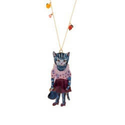  N2X Nathalie Lete Cat Wear Polka Dot Top W/Resin Flowers Necklace | ADNL3061 