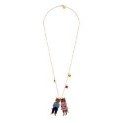 N2X Nathalie Lete Cats Wear Breton Stripe & Pink Dress W/Resin Flower Necklace | ADNL3071 - Les Nereides