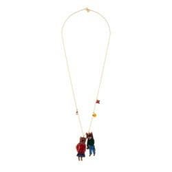 N2X Nathalie Lete Cats Wear Breton Stripe & Pink Dress W/Resin Flower Necklace | ADNL3081 - Les Nereides
