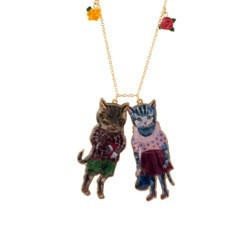 N2X Nathalie Lete Cats Wear Checked Shirt & Polka Dot Top W/Resin Flower Necklace | ADNL3091 - Les Nereides