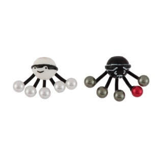  N2X Nicolas Buffe Black & White Bells With Ear Jacket Earrings | AENB1081 