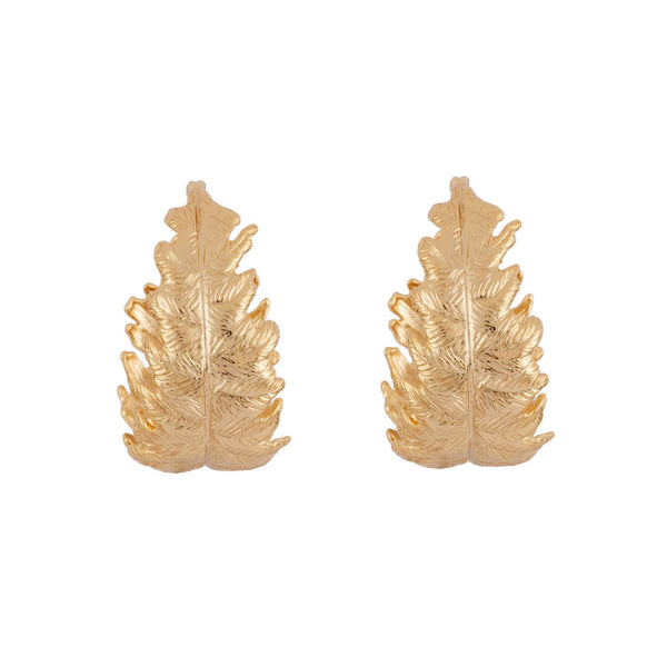 Nature Flamboyante Hoops Leaf Oak Earrings | AFNF1071 - Les Nereides