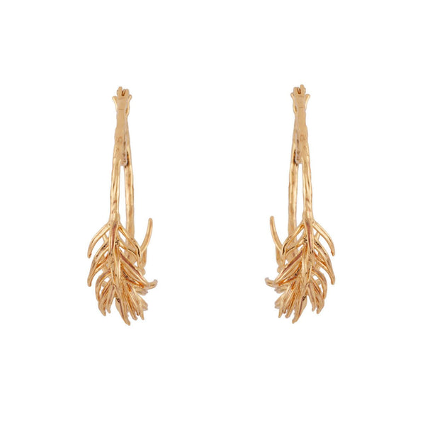 Nature Flamboyante Hoops Leaf Palm Earrings | AFNF1091 - Les Nereides