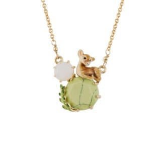 Obscurité Ostentatoire Green Marbled Stone & Fawn Necklace | AEOO3051 - Les Nereides