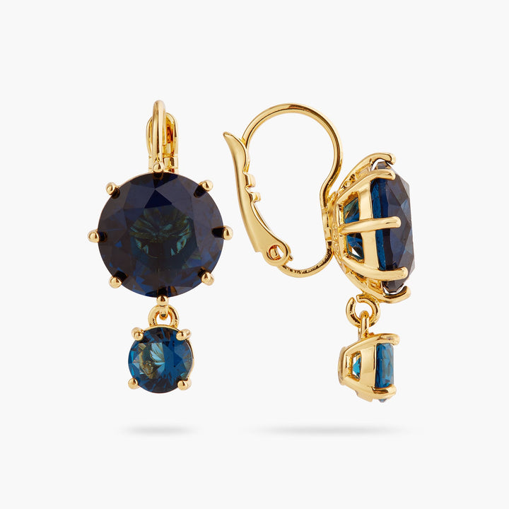 Ocean Blue Diamantine 2 Round Stone Sleeper Earrings | ASLD1261 - Les Nereides