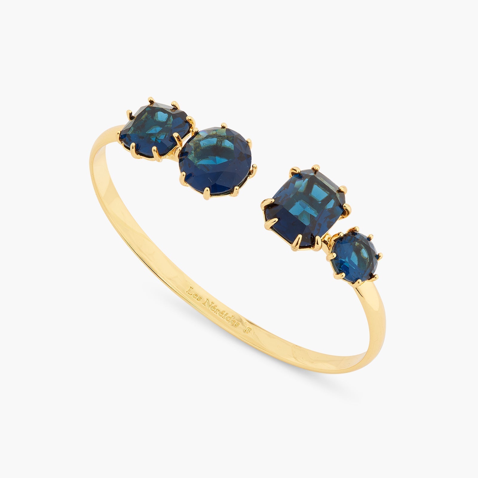 Ocean Blue Diamantine 4 Stone Bangle Bracelet | ASLD2541 - Les Nereides