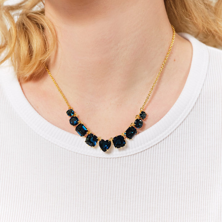Ocean Blue Diamantine 9 Stone Fine Necklace | ASLD3181 - Les Nereides