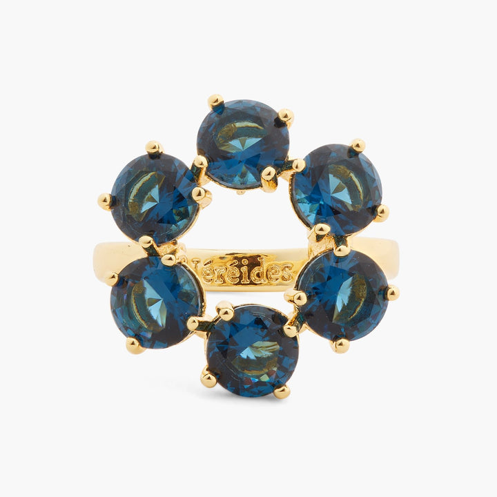 Ocean Blue Diamantine Fine 6 Round Stone Ring | ASLD6191 - Les Nereides