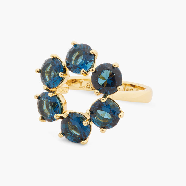 Ocean Blue Diamantine Fine 6 Round Stone Ring | ASLD6191 - Les Nereides
