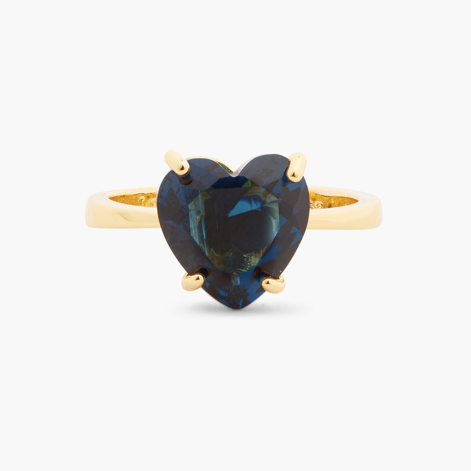 Ocean Blue Diamantine Heart - Shaped Solitaire Ring | ASLD6171 - Les Nereides