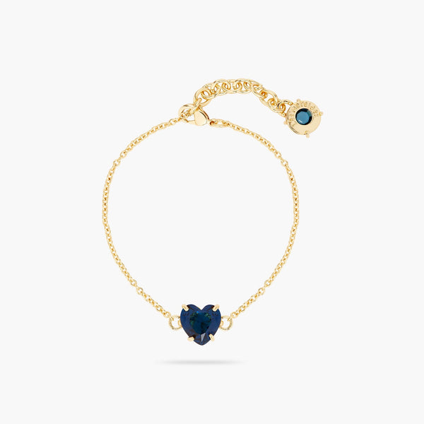 Ocean Blue Diamantine Heart Stone Fine Bracelet | ASLD2531 - Les Nereides