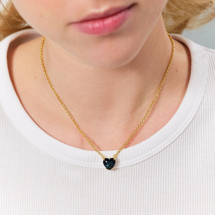 Ocean Blue Diamantine Heart Stone Pendant Necklace | ASLD3531 - Les Nereides
