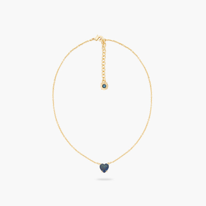 Ocean Blue Diamantine Heart Stone Pendant Necklace | ASLD3531 - Les Nereides