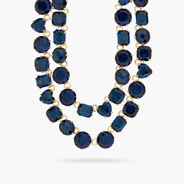 Ocean Blue Diamantine Luxurious Double-Row Necklace | ASLD3551 - Les Nereides