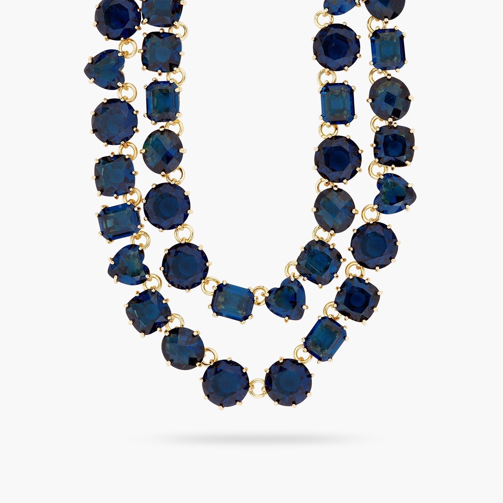 Ocean Blue Diamantine Luxurious Double - Row Necklace | ASLD3551 - Les Nereides