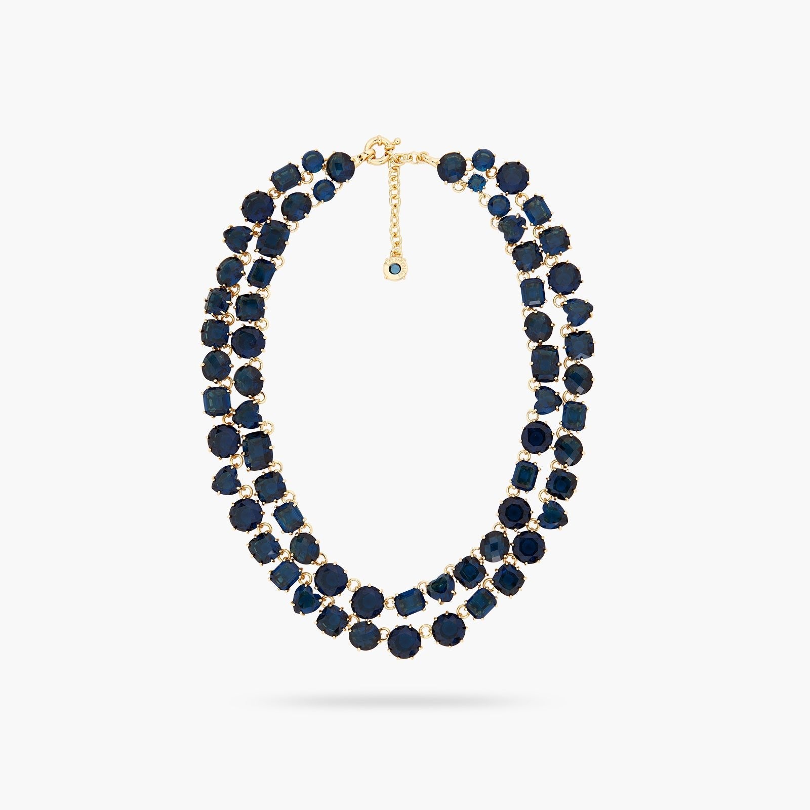 Ocean Blue Diamantine Luxurious Double - Row Necklace | ASLD3551 - Les Nereides