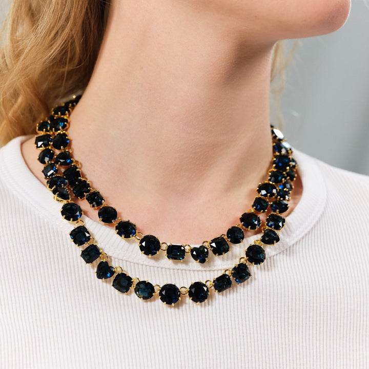 Ocean Blue Diamantine Luxurious Double-Row Necklace | ASLD3551 - Les Nereides