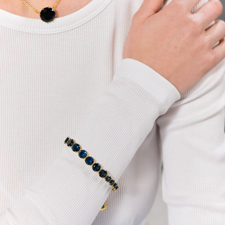 Ocean Blue Diamantine Luxurious One-Row Bracelet | ASLD2521 - Les Nereides