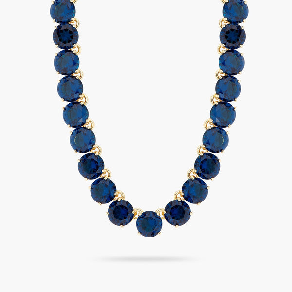 Ocean Blue Diamantine Round Stone Choker Necklace | ASLD3321 - Les Nereides