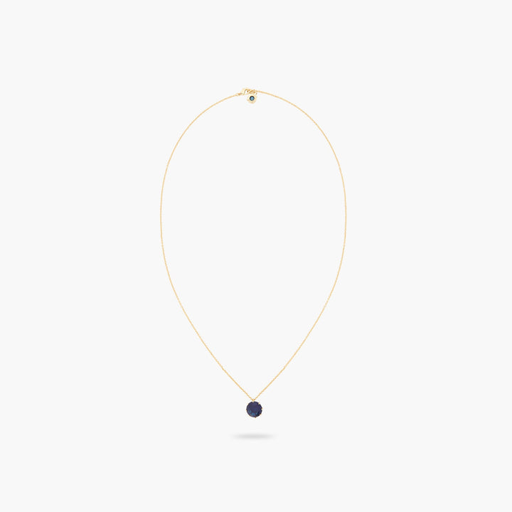 Ocean Blue Diamantine Round Stone Long Necklace | ASLD3331 - Les Nereides