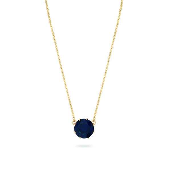 Ocean Blue Diamantine Round Stone Pendant Necklace | ASLD3011 - Les Nereides