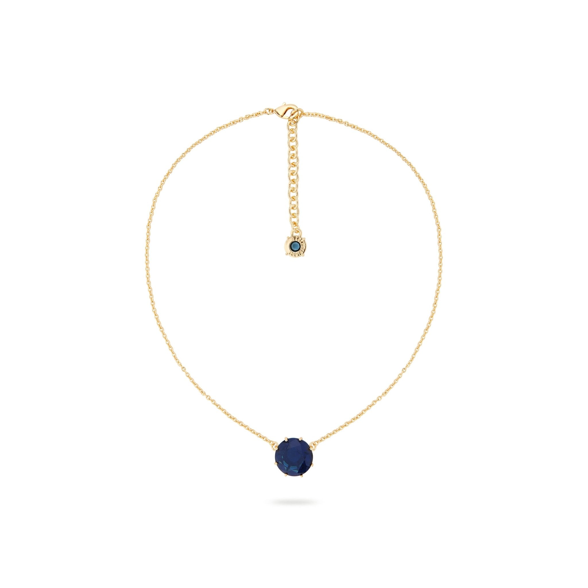 Ocean Blue Diamantine Round Stone Pendant Necklace | ASLD3011 - Les Nereides