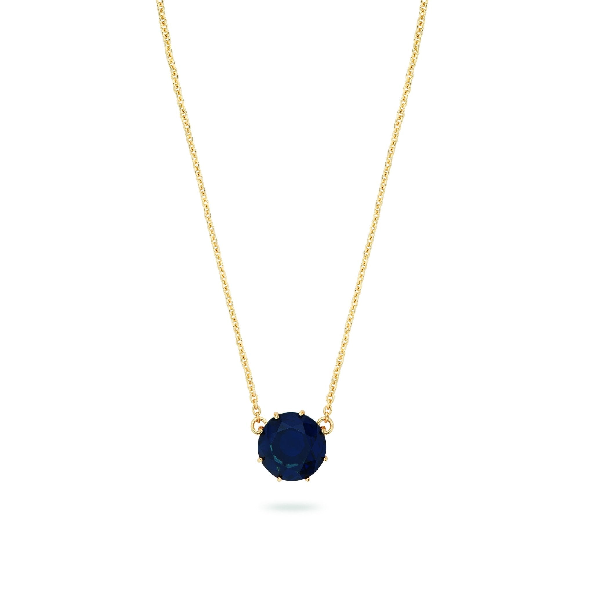 Ocean Blue Diamantine Round Stone Pendant Necklace | ASLD3011 - Les Nereides