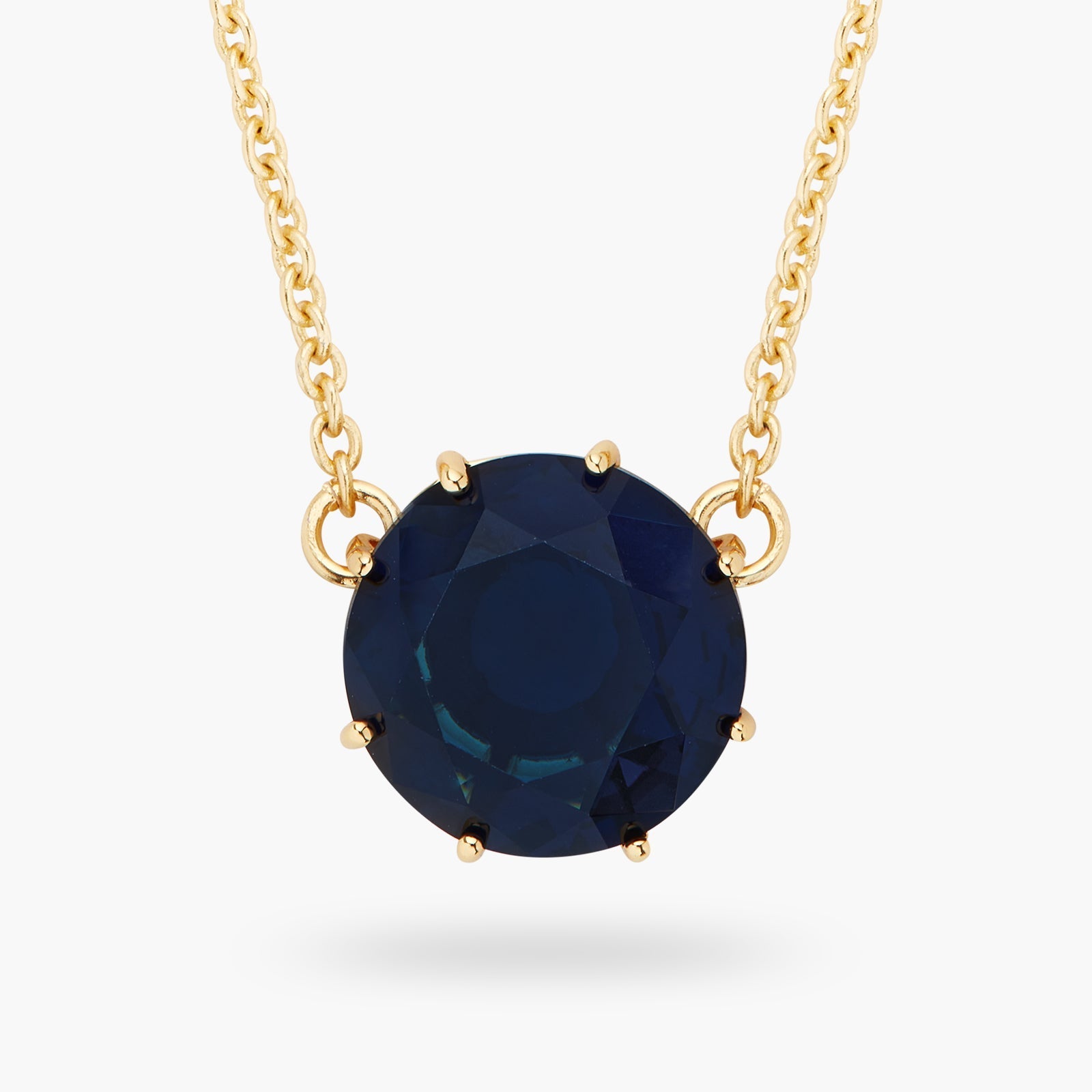 Ocean Blue Diamantine Round Stone Pendant Necklace | ASLD3011 - Les Nereides