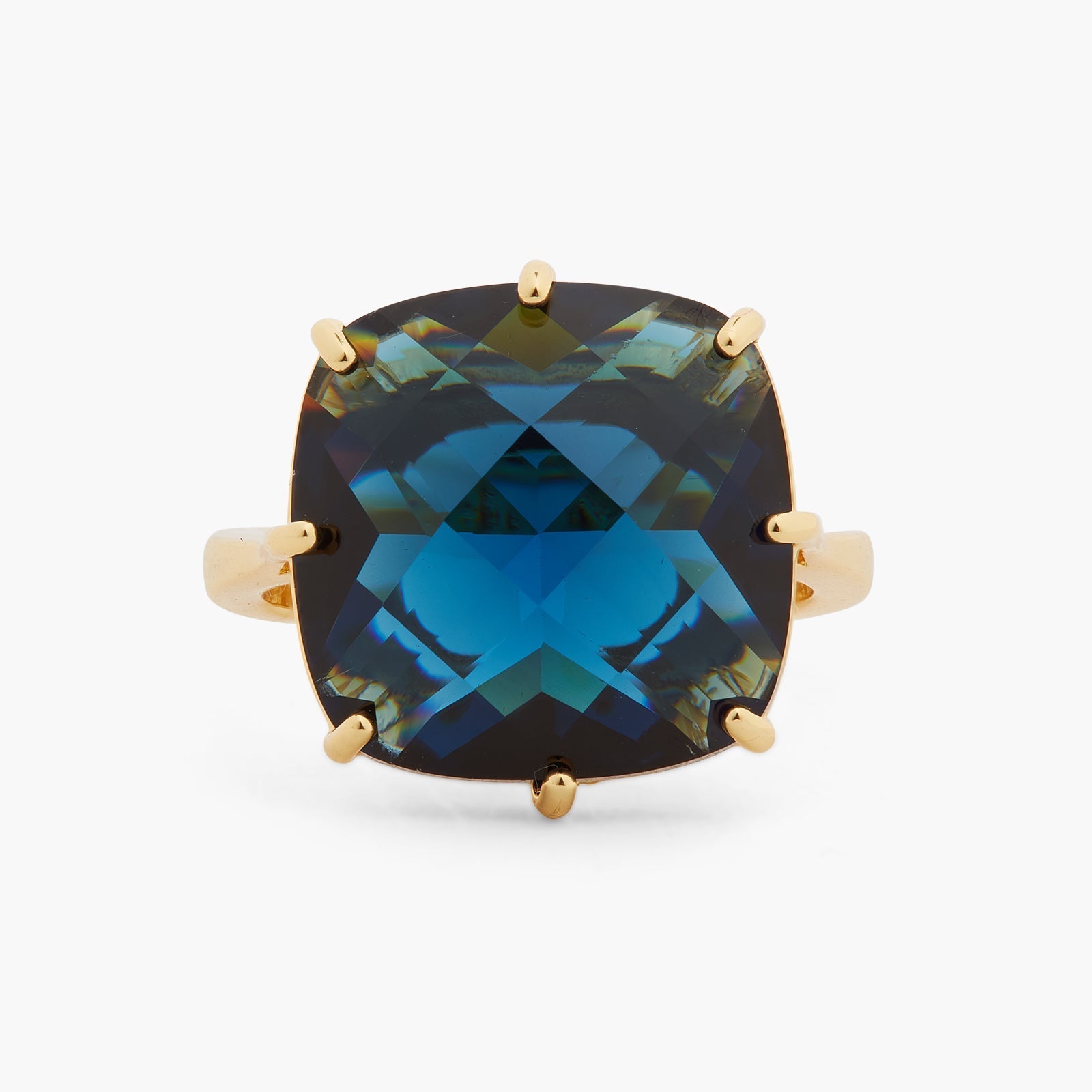 Ocean Blue Diamantine Square Solitaire Ring | ASLD6021 - Les Nereides