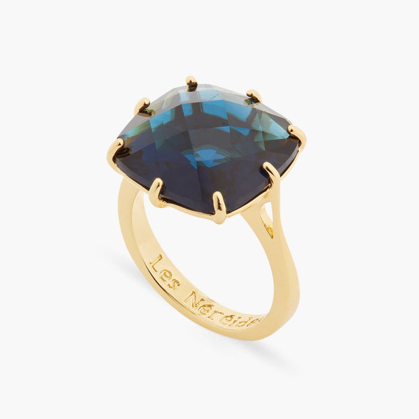 Ocean Blue Diamantine Square Solitaire Ring | ASLD6021 - Les Nereides