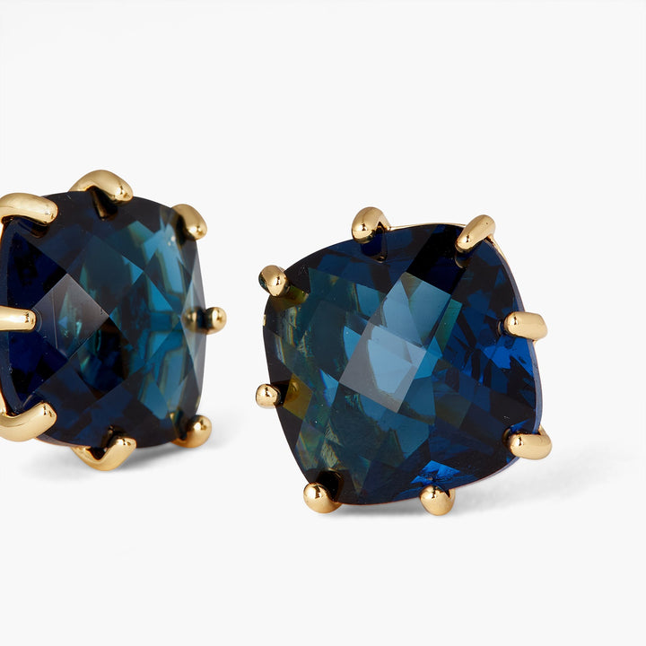 Ocean Blue Diamantine Square Stone Earrings | ASLD1011 - Les Nereides