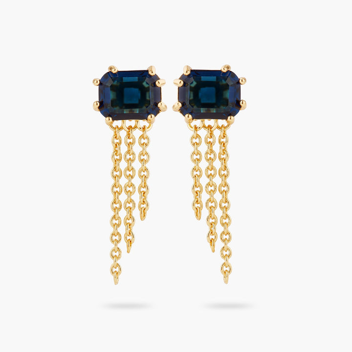 Ocean Blue Diamantine Stone And Chain Earrings | ASLD1471 - Les Nereides