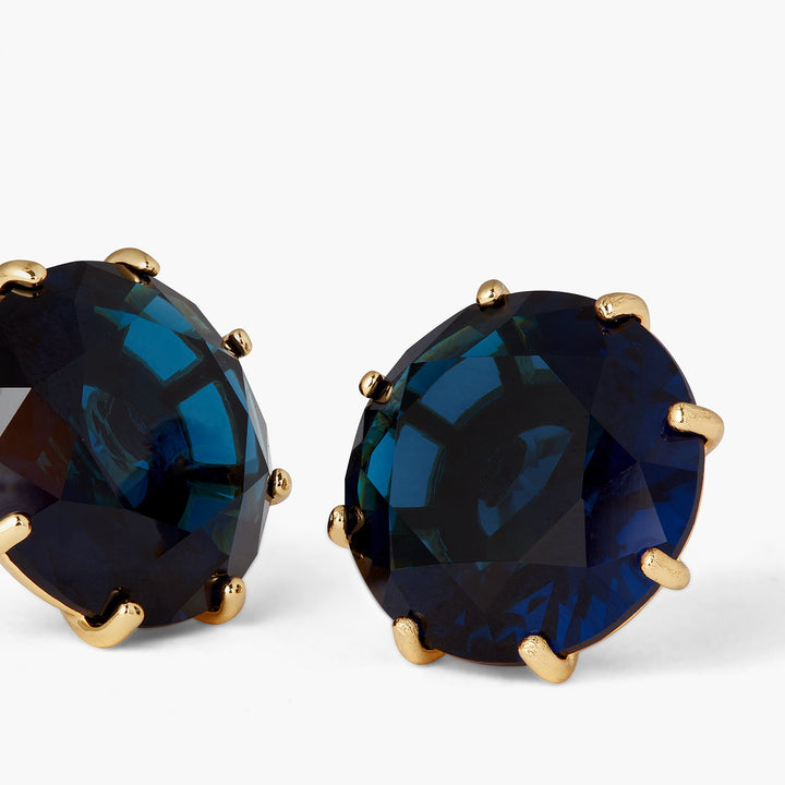 Ocean Blue Dimantine Round Stone Earrings | ASLD1401 - Les Nereides