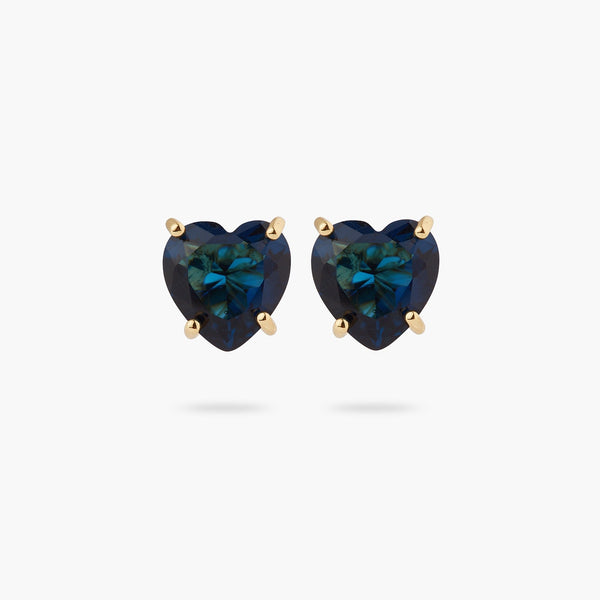 Ocean Blue Heart-Shaped Stone Sleeper Earrings | ASLD1451 - Les Nereides