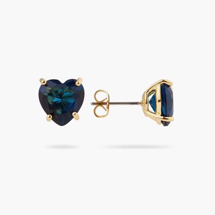 Ocean Blue Heart-Shaped Stone Sleeper Earrings | ASLD1451 - Les Nereides