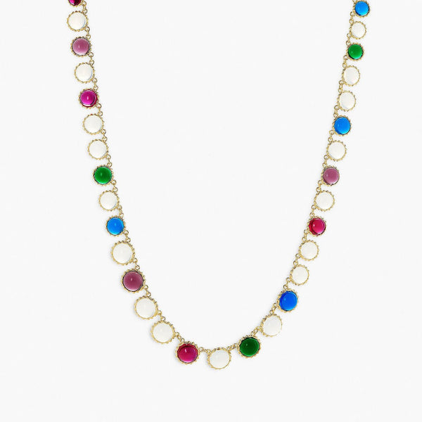 One Row Coloured Stones Necklace | APJS3031 - Les Nereides