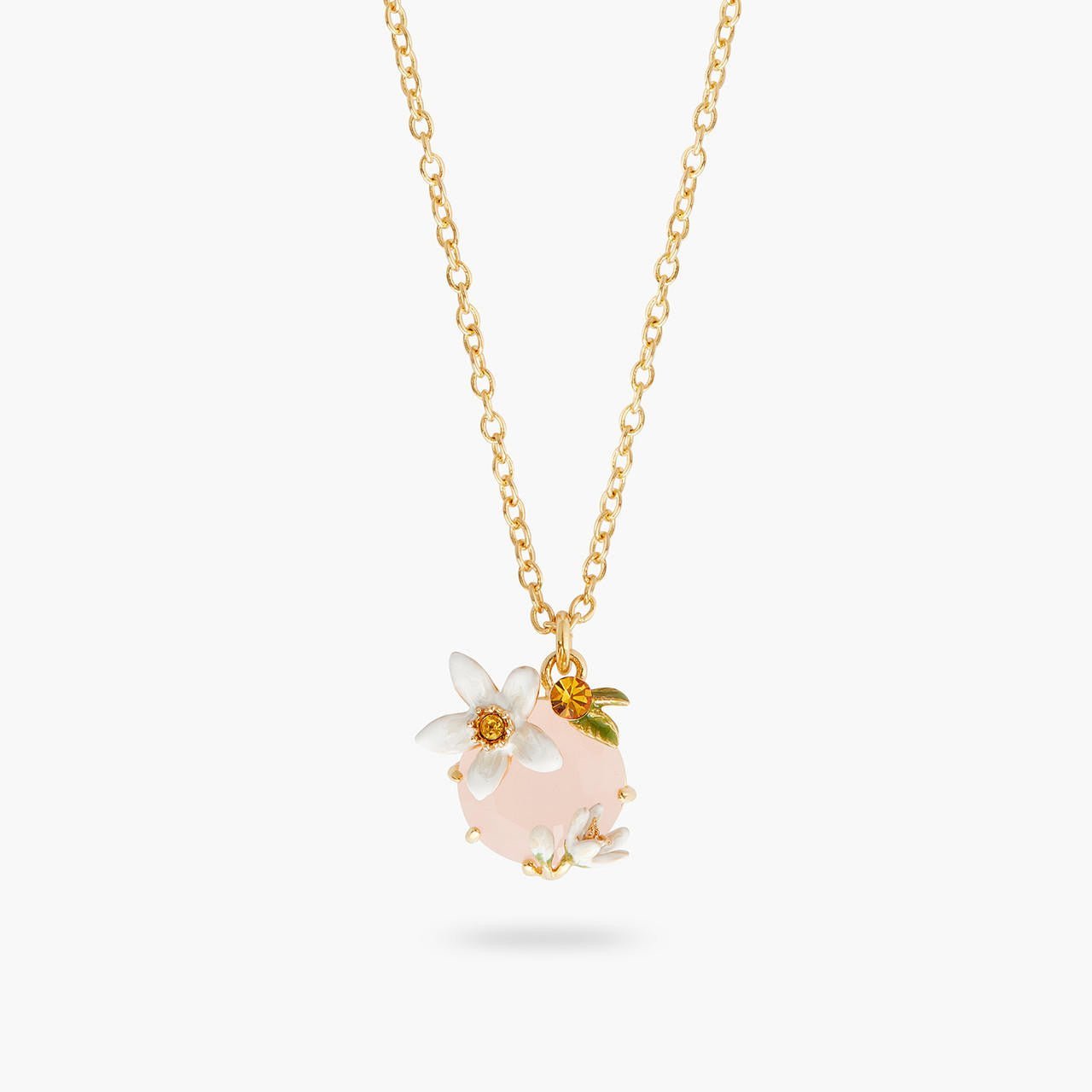 Orange Blossom And Faceted Crystal Pendant Necklace | AQNC3031 - Les Nereides