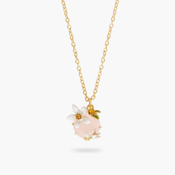 Orange Blossom And Faceted Crystal Pendant Necklace | AQNC3031 - Les Nereides