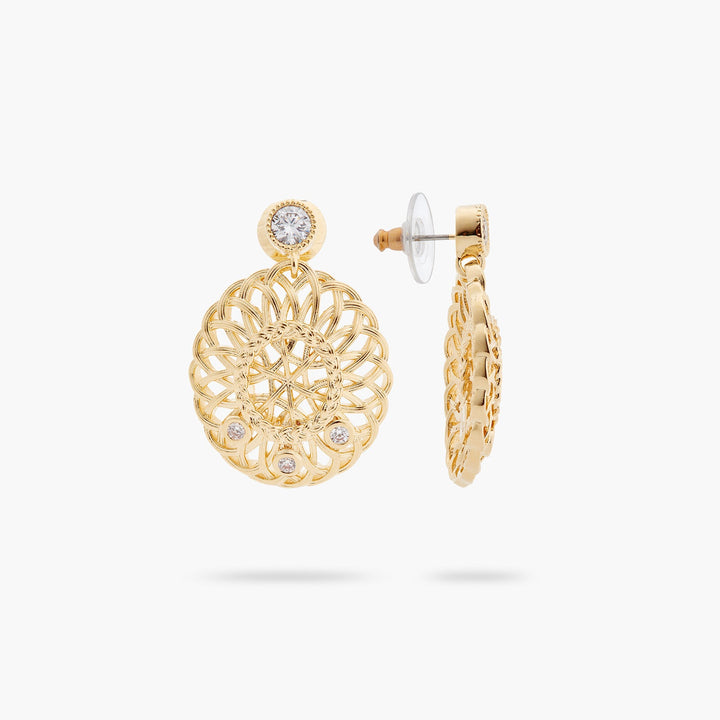 Oval interwoven wicker and crystal earrings | ASVA1041 - Les Nereides