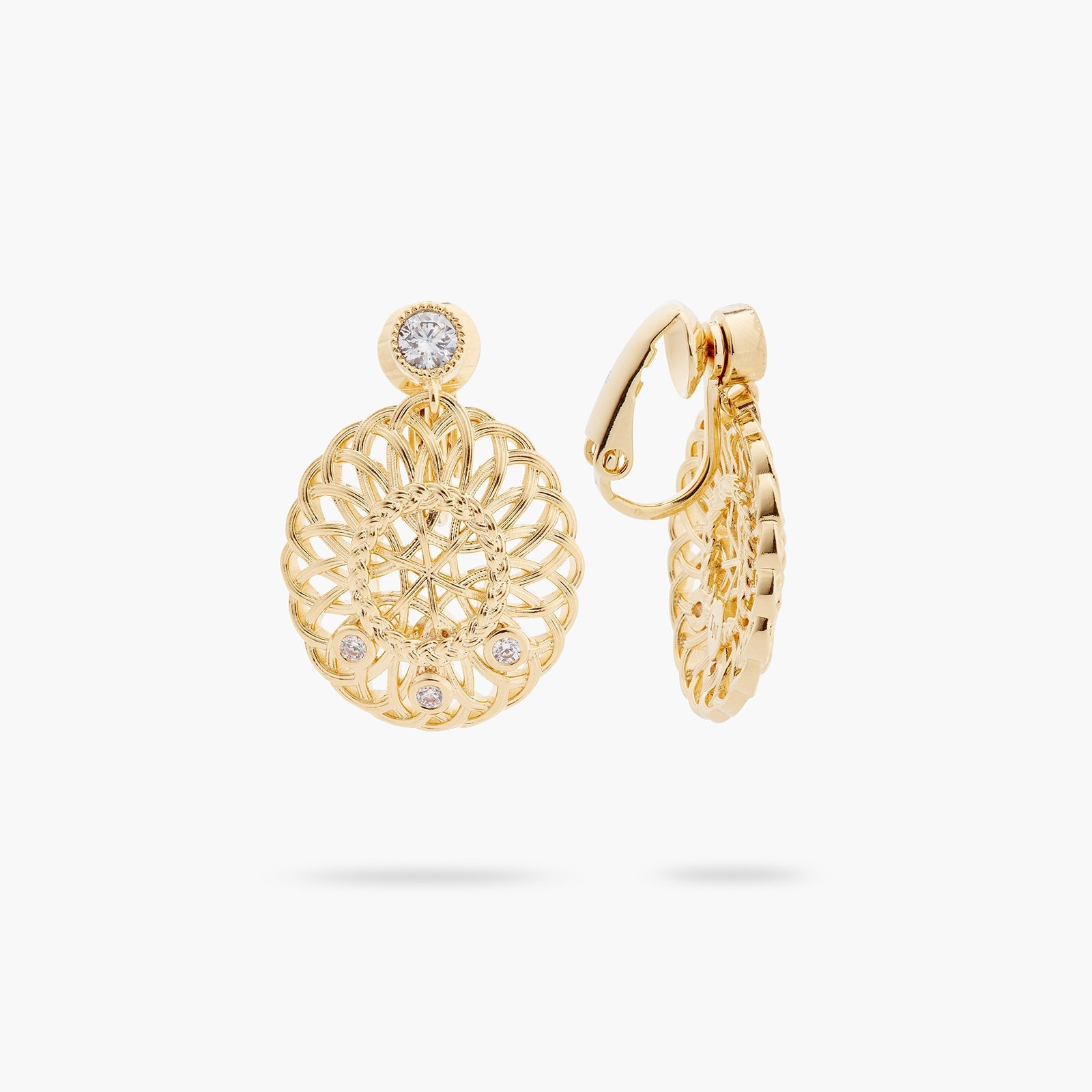 Oval interwoven wicker and crystal earrings | ASVA1041 - Les Nereides