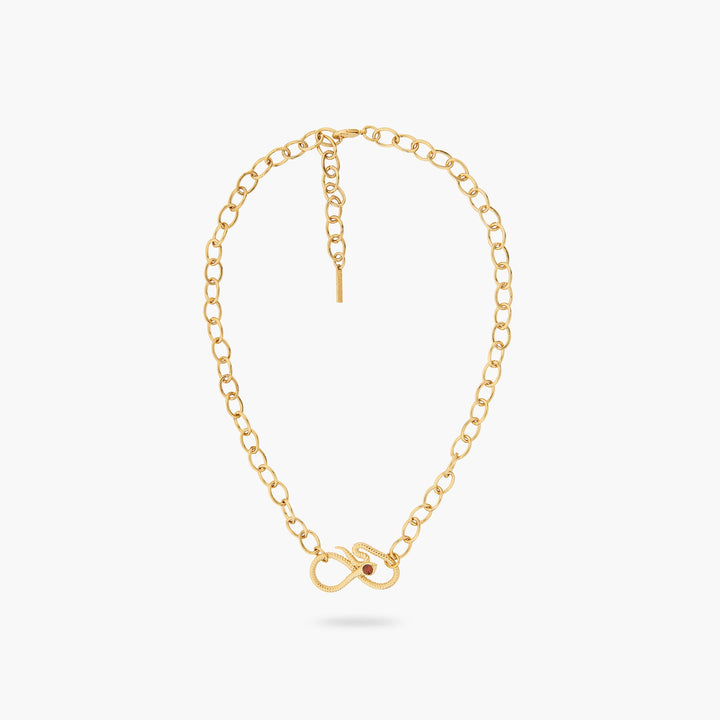 Oval Link Chain And Egyptian Snake Statement Neckace | ASNI3051 - Les Nereides