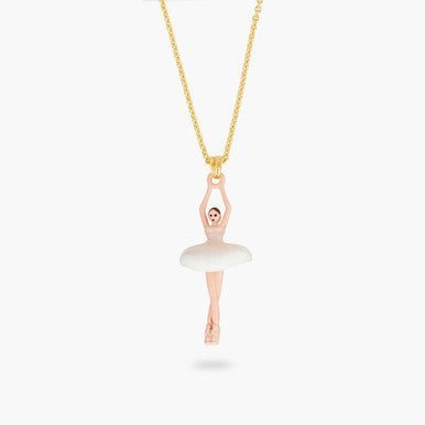 Pale Pink And White Ballerina Pendant Necklace | AQDD3591 - Les Nereides