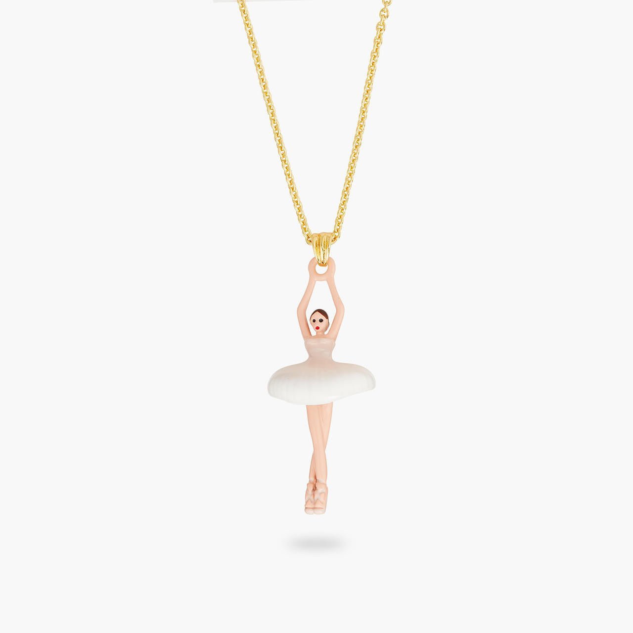 Pale Pink And White Ballerina Pendant Necklace | AQDD3591 - Les Nereides