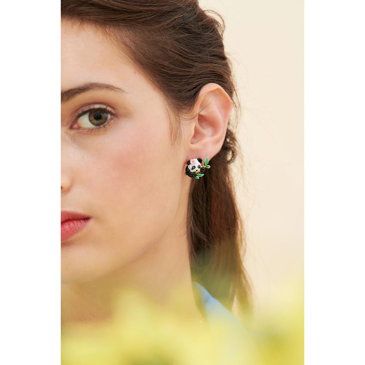 Panda And Flowers Earrings | ANFL1011 - Les Nereides