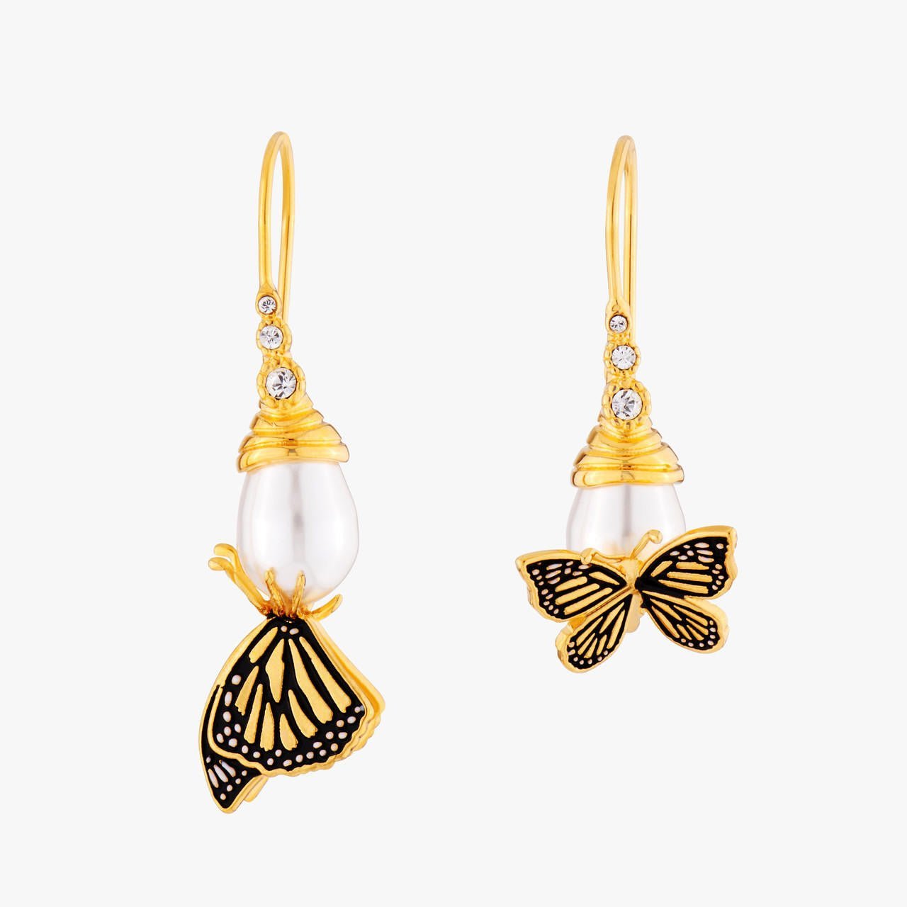 Papillon Et Perle Asymmetrical Dormeuses Earrings | AMEN1031 - Les Nereides