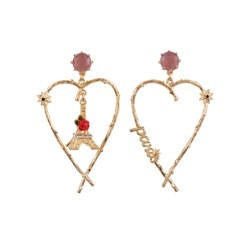 Paris Mon Amour Asymmetric Heart-Shaped Pendants Earrings | ACPA1041 - Les Nereides