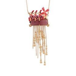 Paris Mon Amour Can-Can Dancers And Rectangular Mocha Rose Crystal, Chains Necklace | ACPA3041 - Les Nereides