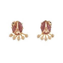 Paris Mon Amour Mocha Rose Crystal, Eiffel Tower, Ear Jacket Earrings | ACPA1021 - Les Nereides