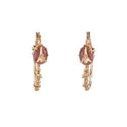 Paris Mon Amour Mocha Rose Crystal, Eiffel Tower Hoops Earrings | ACPA1051 - Les Nereides